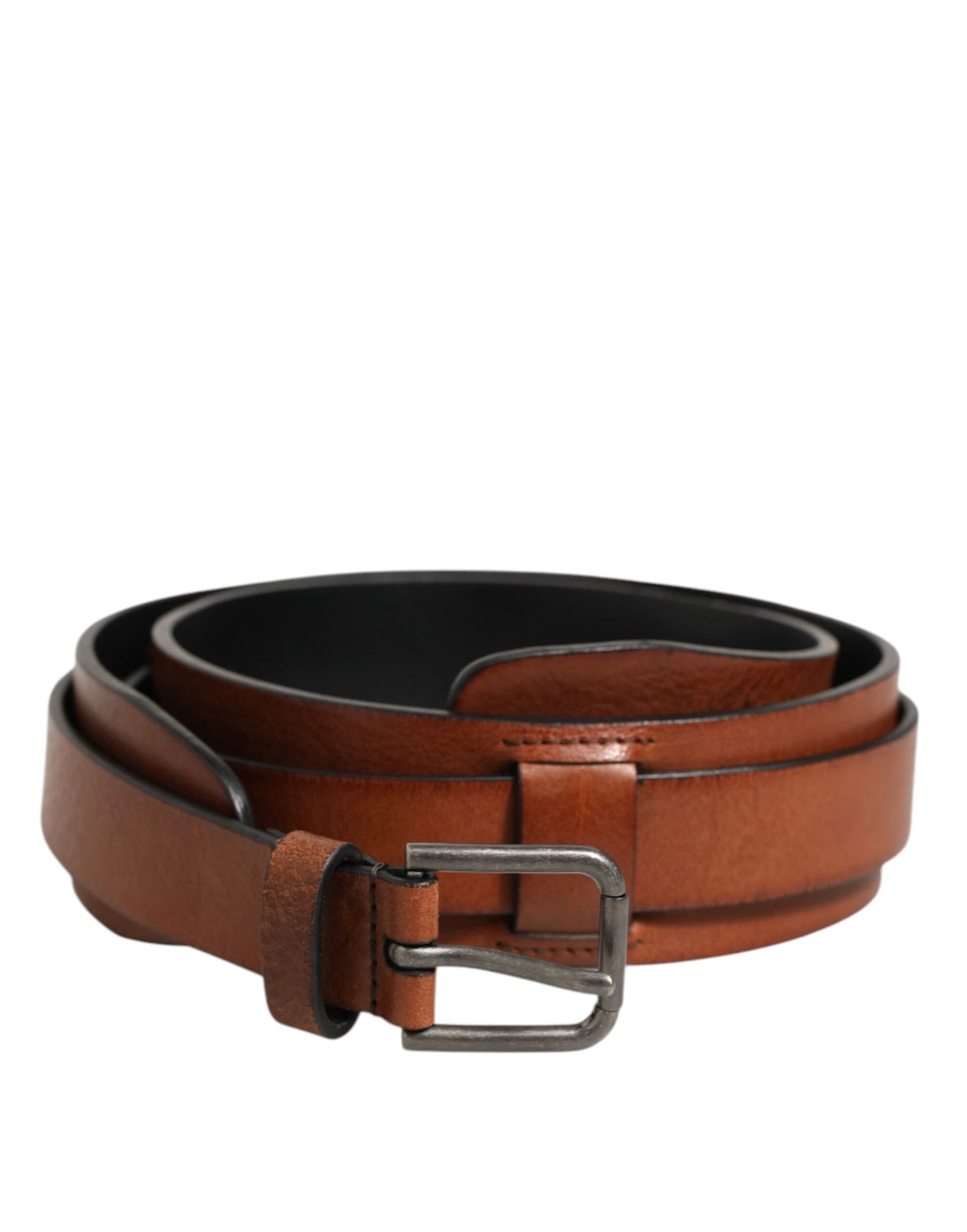Dolce & Gabbana Brown Classic Gold Metal Logo Buckle Men Belt by Dolce & Gabbana