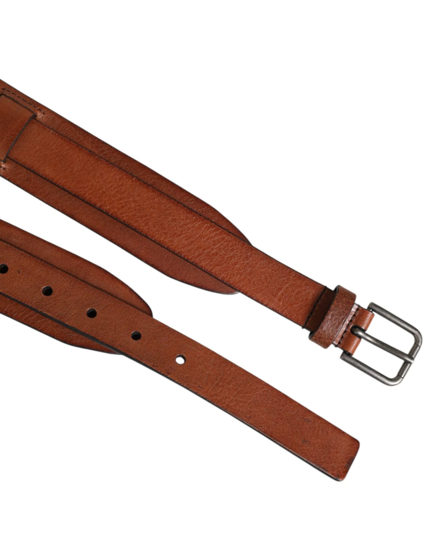 Dolce & Gabbana Brown Classic Gold Metal Logo Buckle Men Belt by Dolce & Gabbana