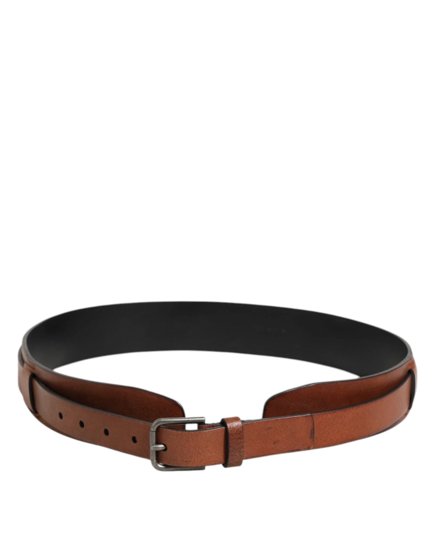 Dolce & Gabbana Brown Classic Gold Metal Logo Buckle Men Belt by Dolce & Gabbana