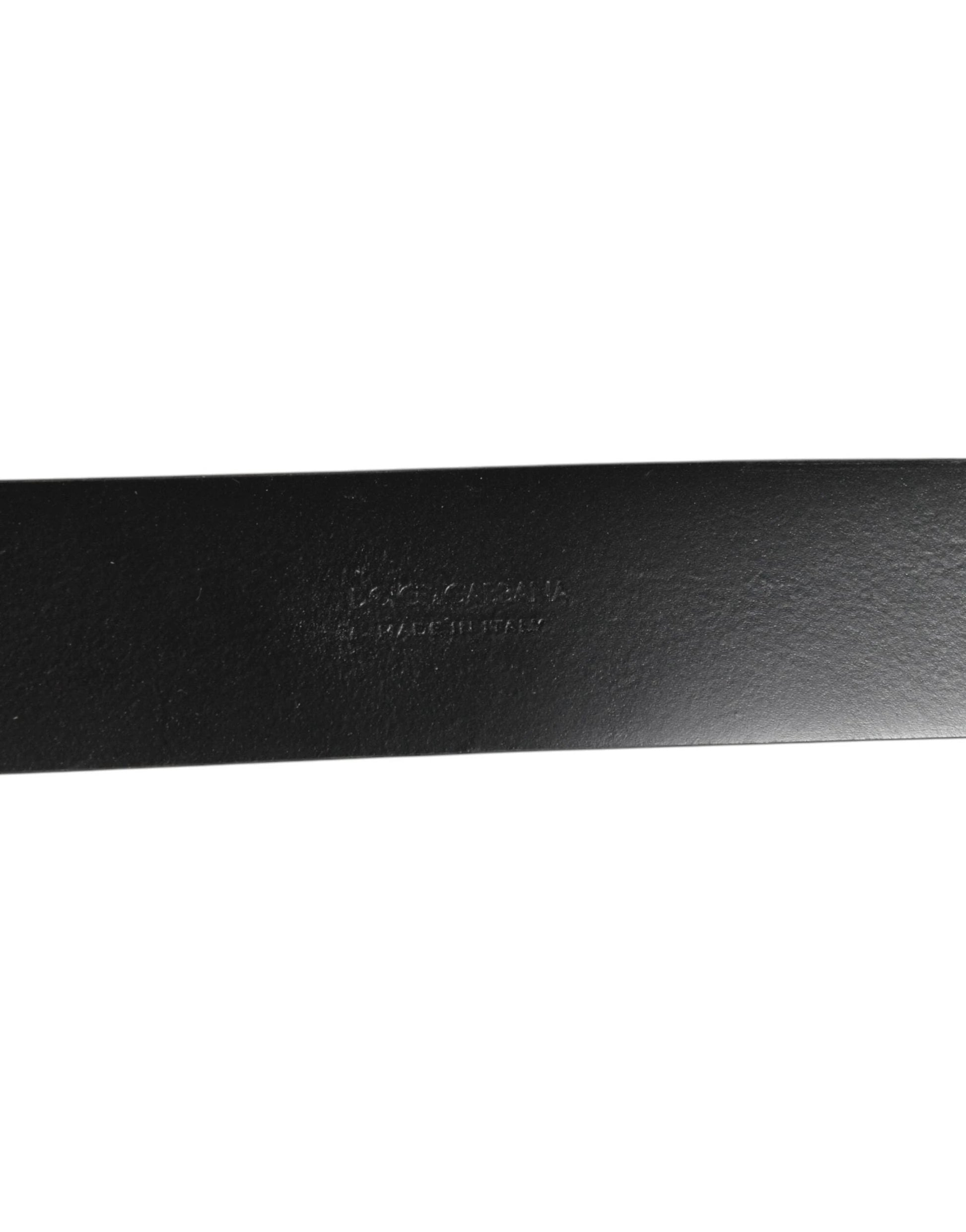 Dolce & Gabbana Black Leather Side Rings Brass Buckle Belt by Dolce & Gabbana