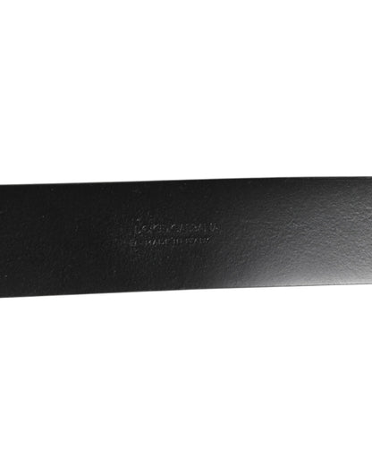 Dolce & Gabbana Black Leather Side Rings Brass Buckle Belt by Dolce & Gabbana
