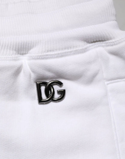 Dolce & Gabbana White Cotton Ripped Bermuda Sweatpants Shorts by Dolce & Gabbana