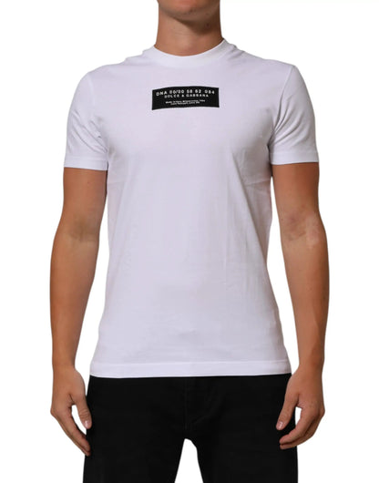 Dolce & Gabbana White Cotton Logo Print Crew Neck Men T-shirt by Dolce & Gabbana