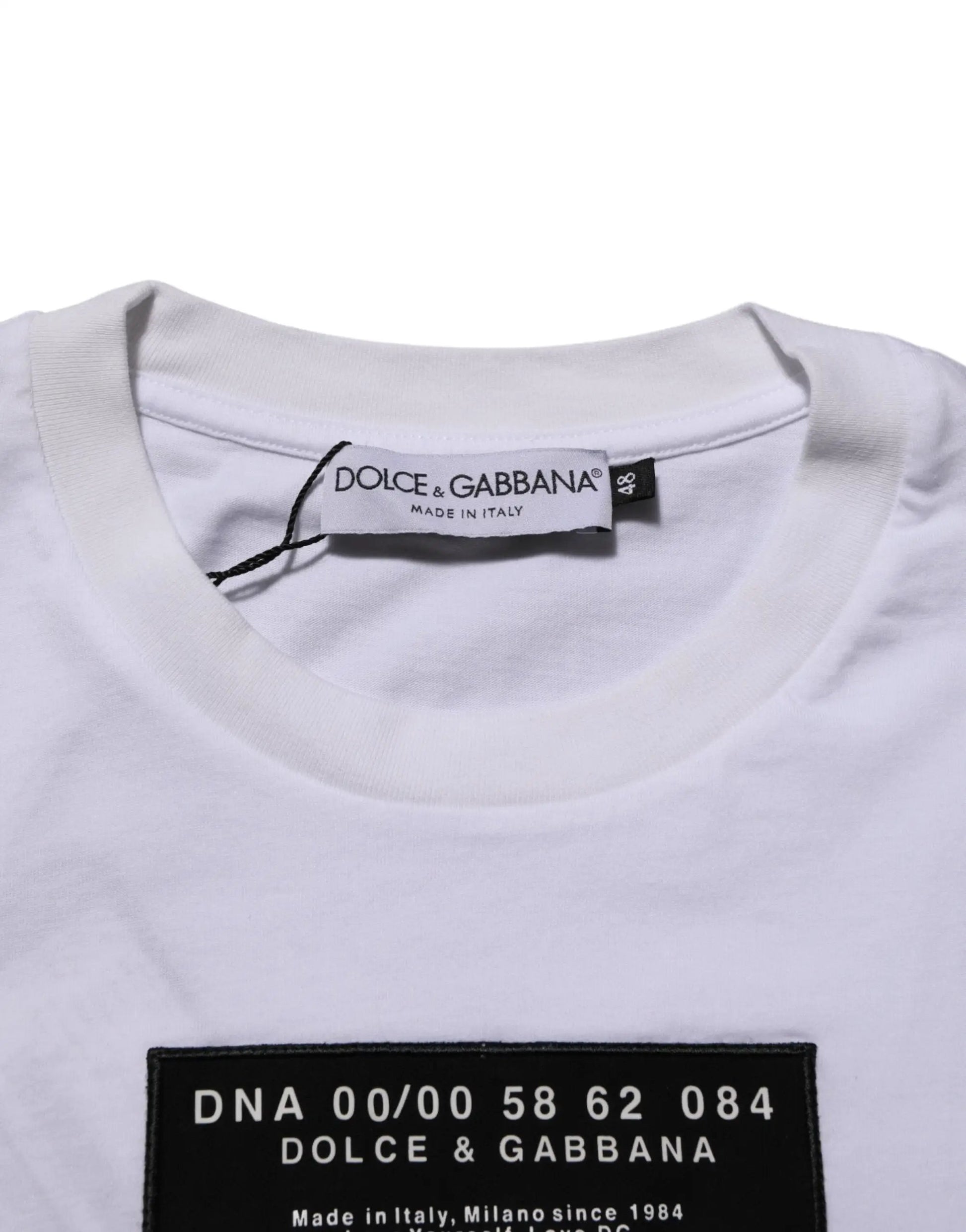 Dolce & Gabbana White Cotton Logo Print Crew Neck Men T-shirt by Dolce & Gabbana