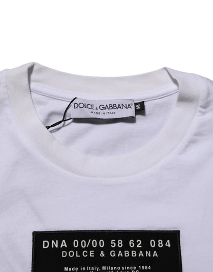 Dolce & Gabbana White Cotton Logo Print Crew Neck Men T-shirt by Dolce & Gabbana