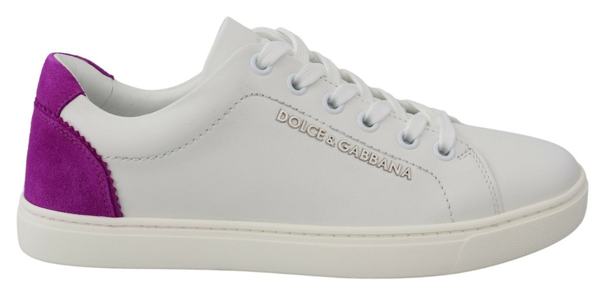 Baskets Dolce & Gabbana femme basses en cuir de veau blanc et rose – LA12317
