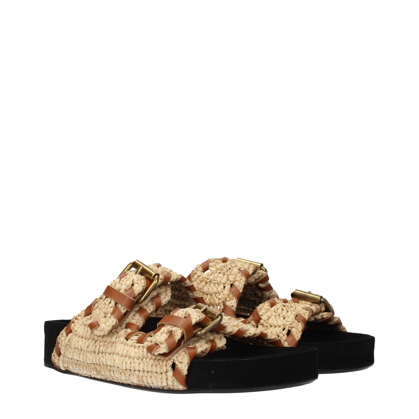 Isabel Marant – Mules Claquettes Raphia Beige | Femme