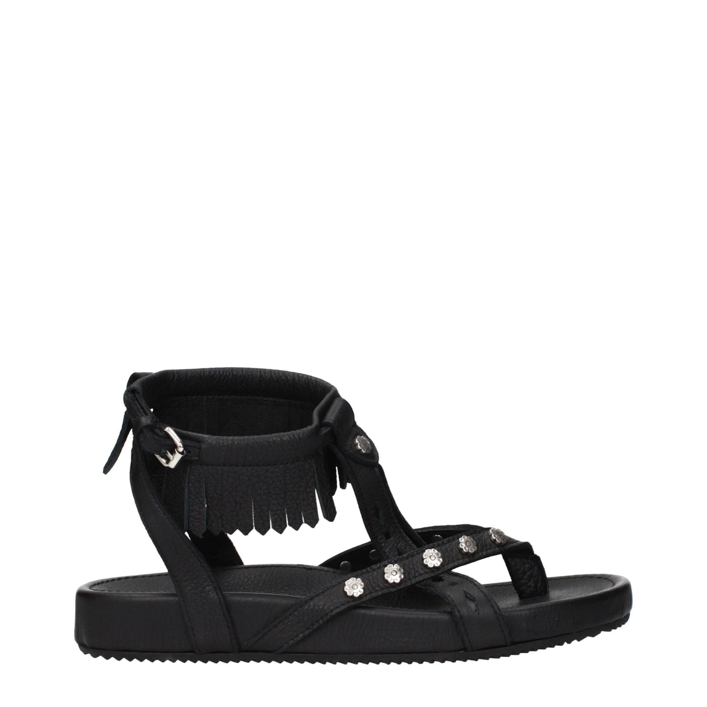 Isabel Marant Black Leather Flat Sandals by Isabel Marant
