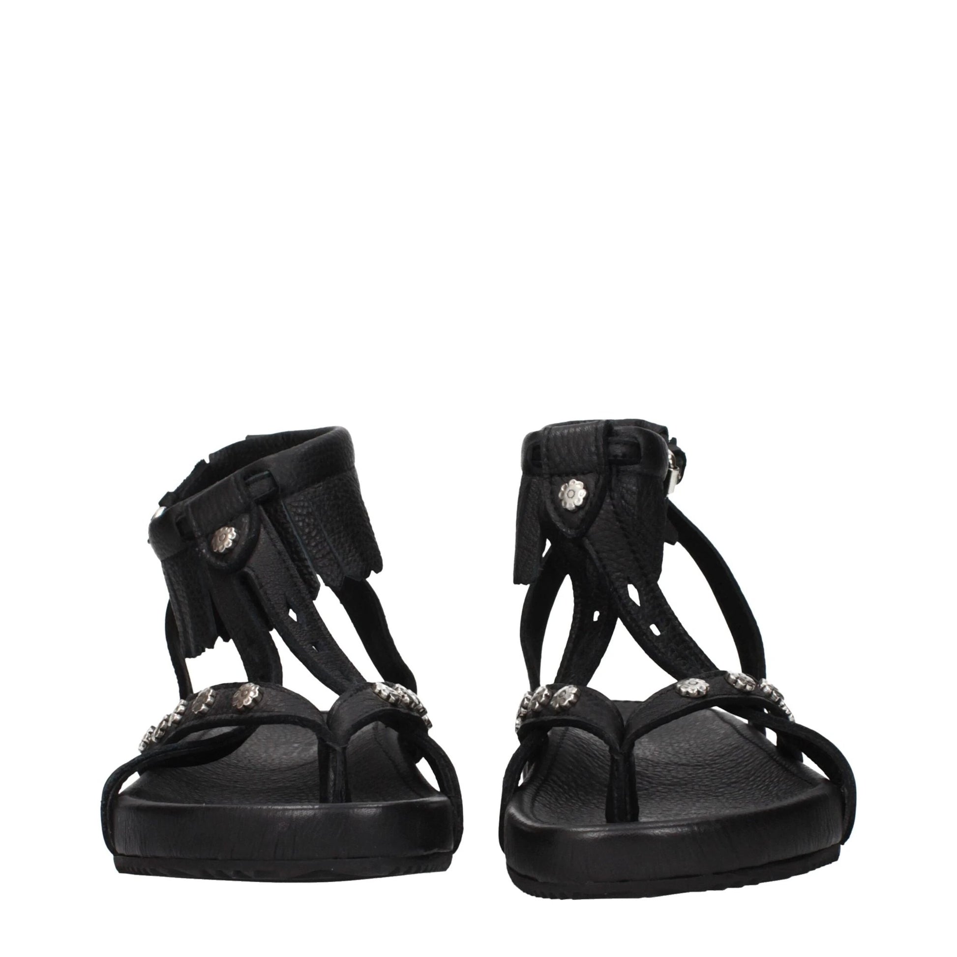 Isabel Marant Black Leather Flat Sandals by Isabel Marant