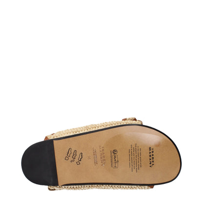 Isabel Marant – Mules Claquettes Raphia Beige | Femme