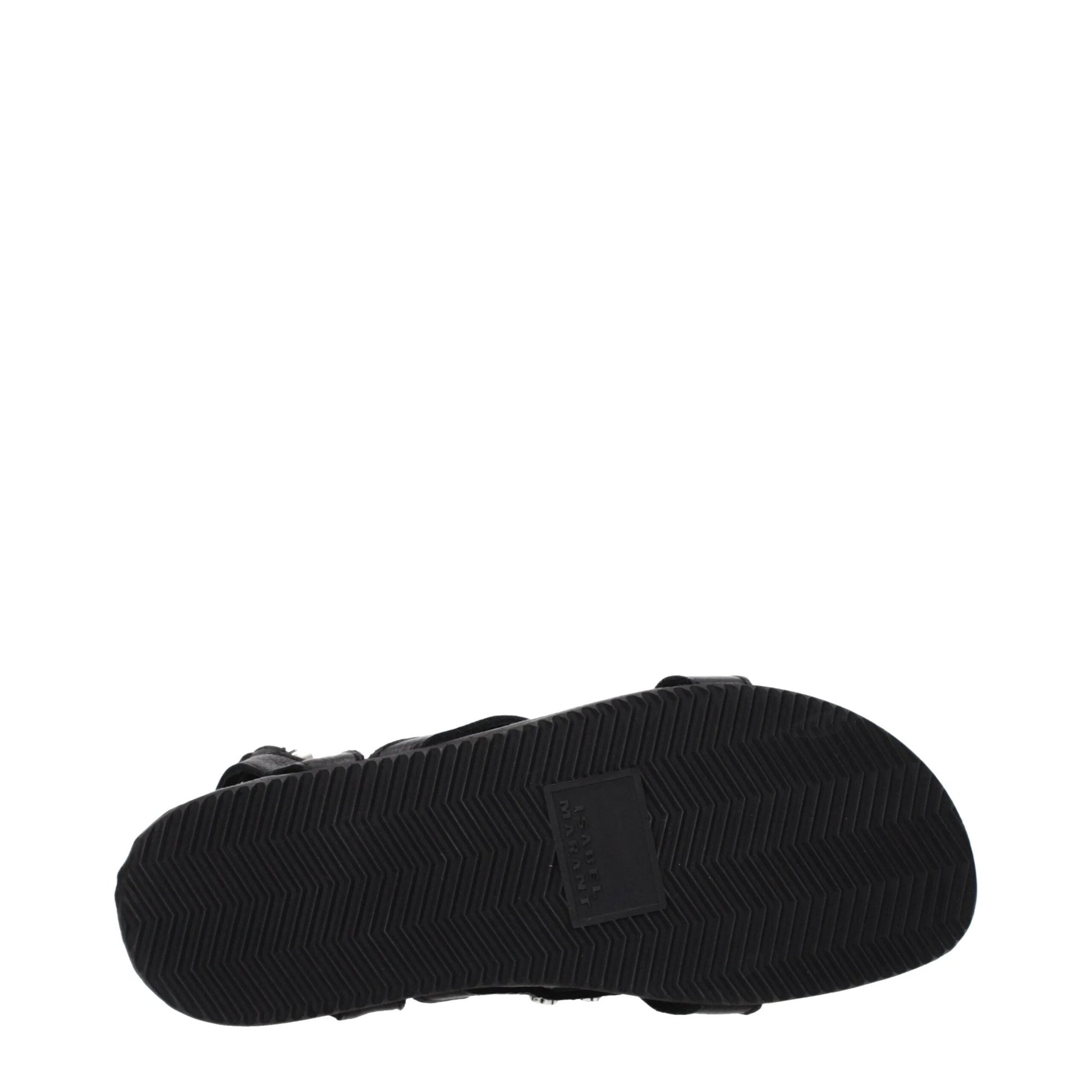 Isabel Marant Black Leather Flat Sandals by Isabel Marant