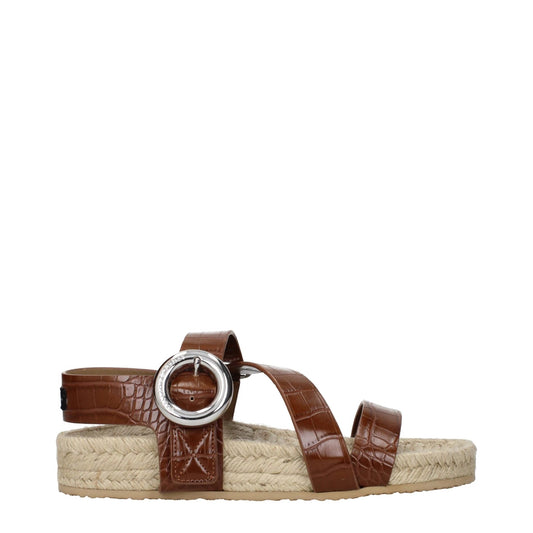 Stella McCartney Brown Leather Flat Sandals by Stella McCartney