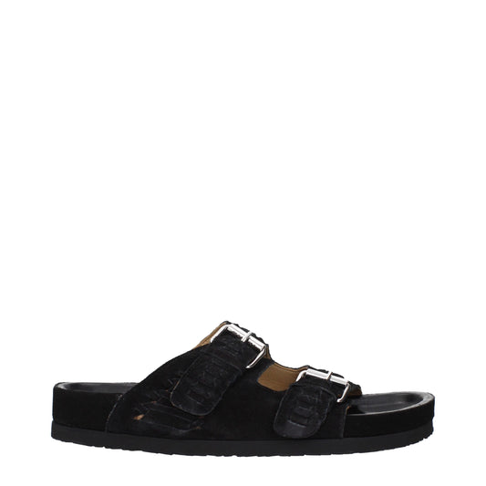 Isabel Marant – Mules en Suède Noir | Boucle Argentée | Bout Ouvert | Homme