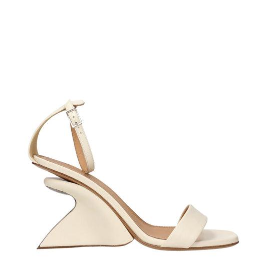 Off-White Beige Leather Platform Sandals by Off-White