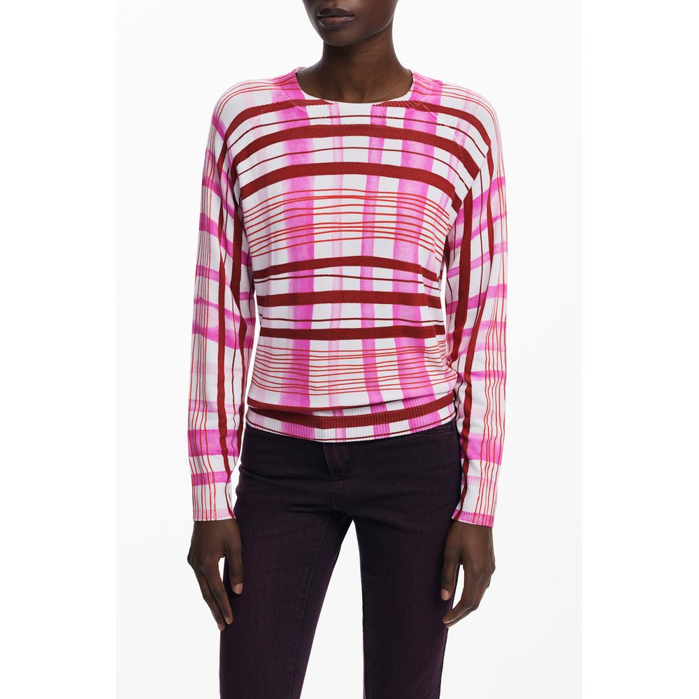Pull Desigual femme col rond en viscose rose – DE-40303