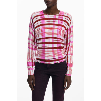 Pull Desigual femme col rond en viscose rose – DE-40303