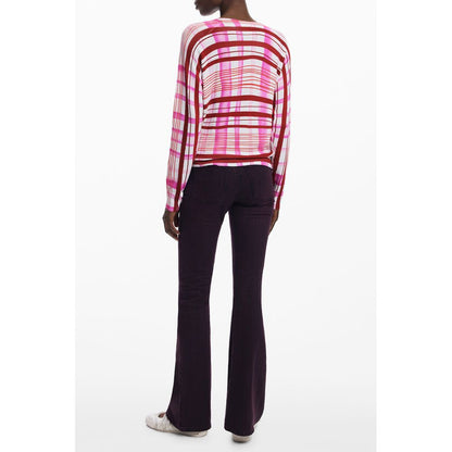 Pull Desigual femme col rond en viscose rose – DE-40303