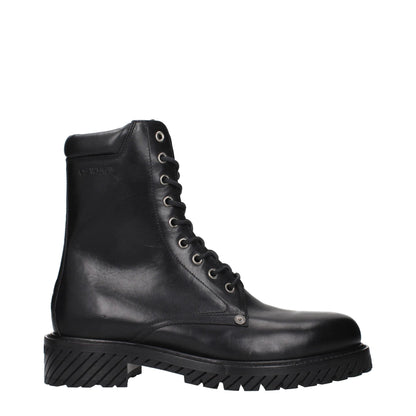Off-White Black Leather Ankle Boots by Off-White