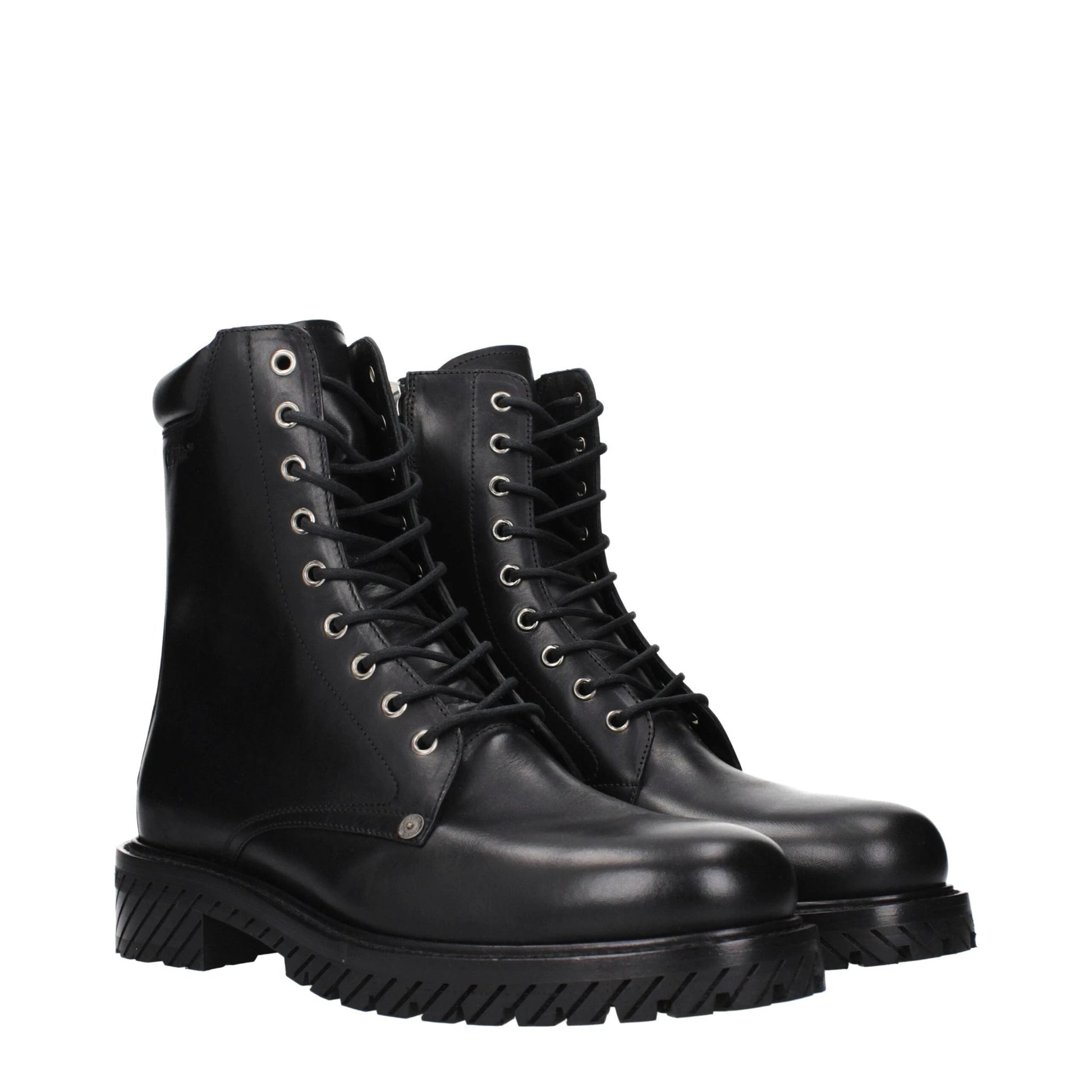 Off-White Black Leather Ankle Boots by Off-White