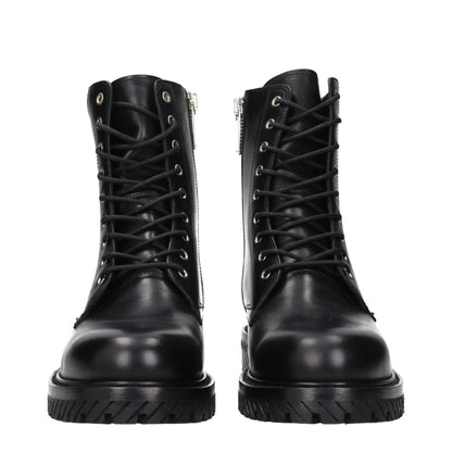 Off-White Black Leather Ankle Boots by Off-White