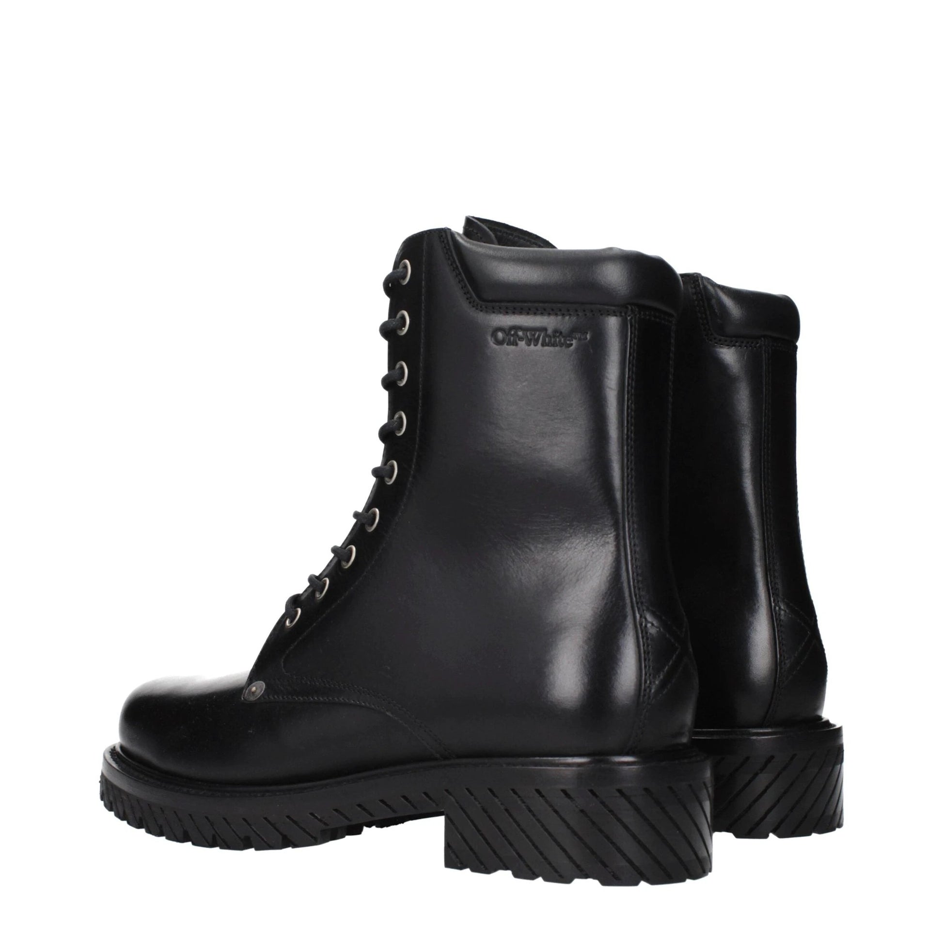 Off-White Black Leather Ankle Boots by Off-White