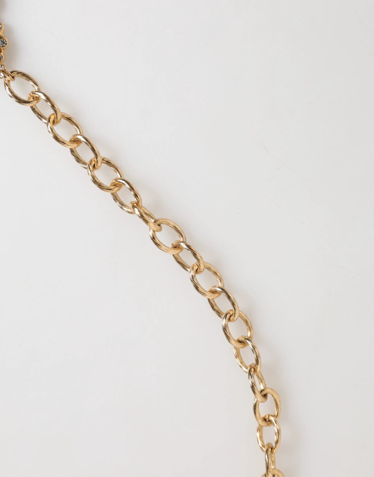 Dolce & Gabbana Gold Crystal Clock Pendant Statement Jewelry Necklace