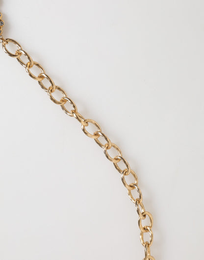 Collier Dolce & Gabbana à pendentifs horloge et cristaux en laiton doré – SMY11342