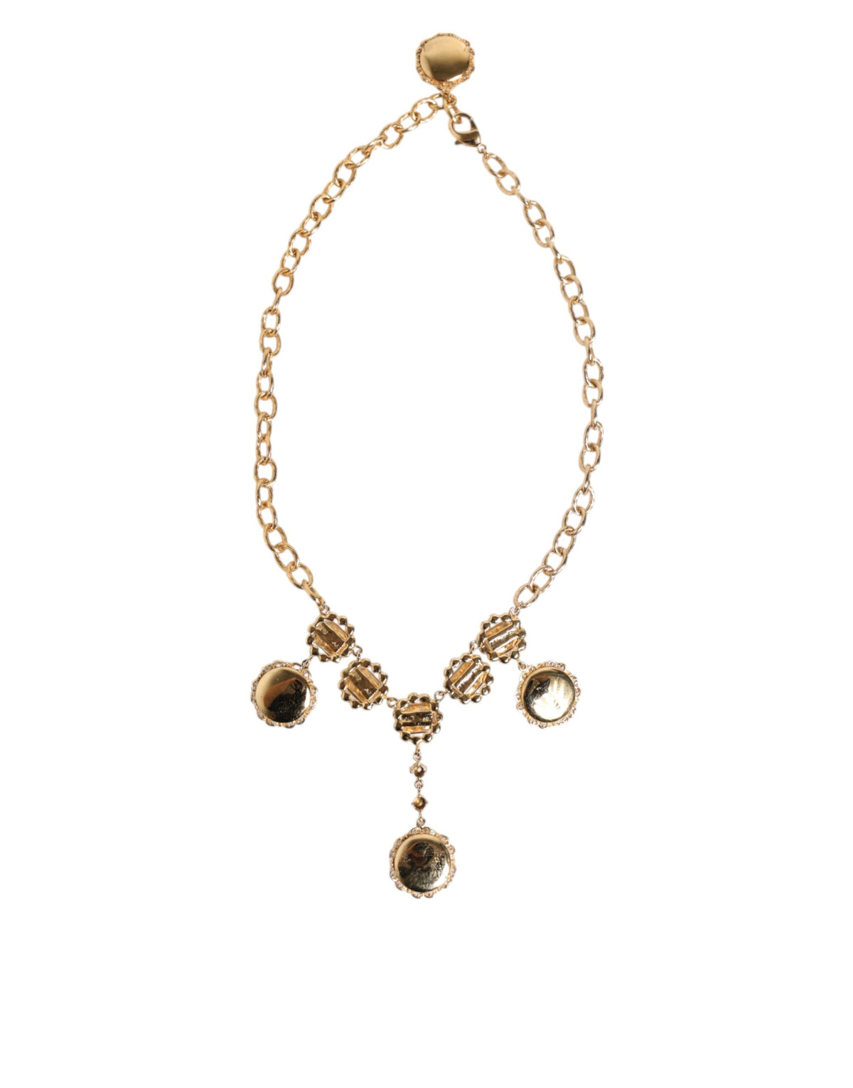 Collier Dolce & Gabbana à pendentifs horloge et cristaux en laiton doré – SMY11342