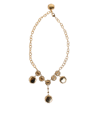 Collier Dolce & Gabbana à pendentifs horloge et cristaux en laiton doré – SMY11342