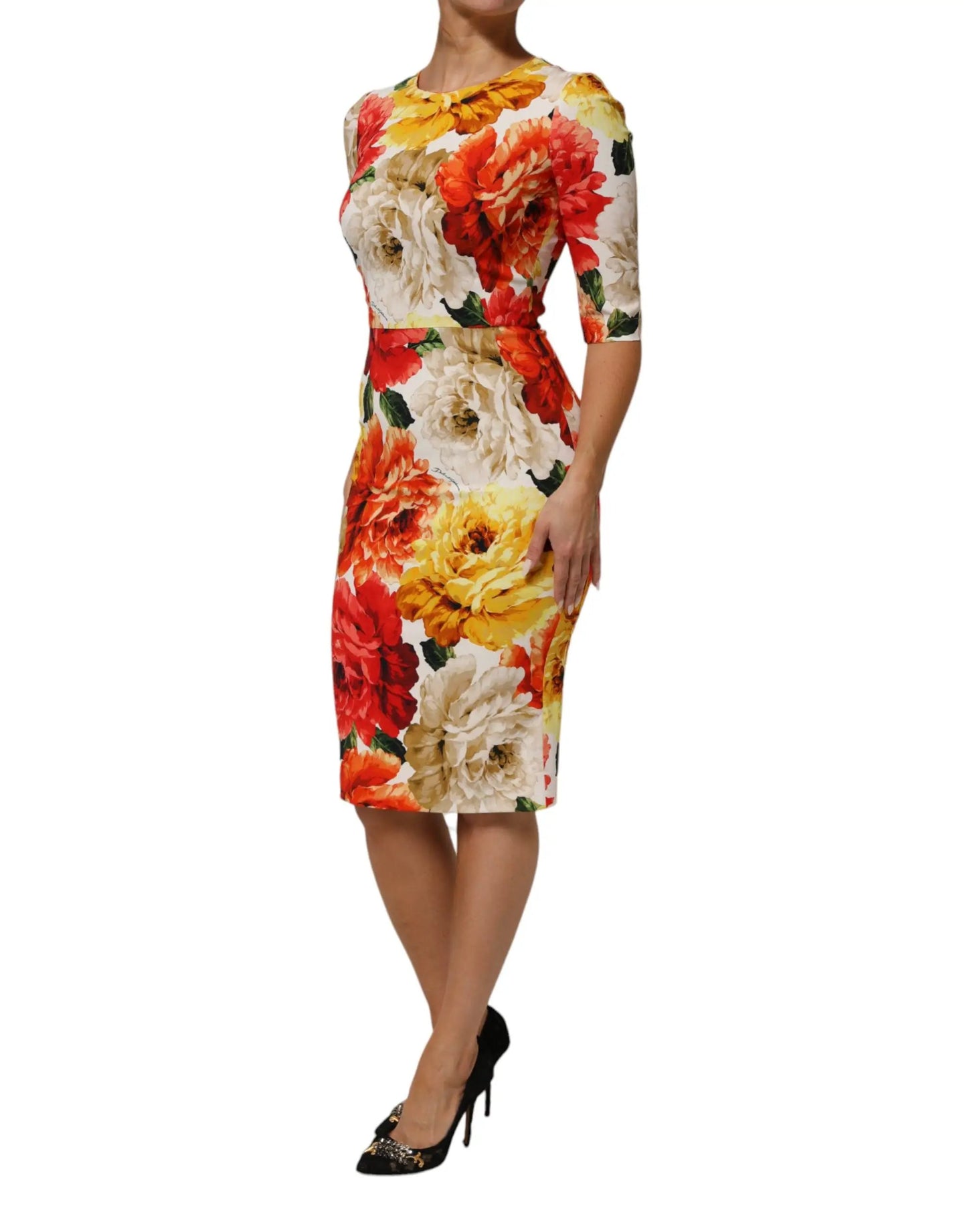 Dolce & Gabbana Multicolor Floral Print Viscose Sheath Dress by Dolce & Gabbana