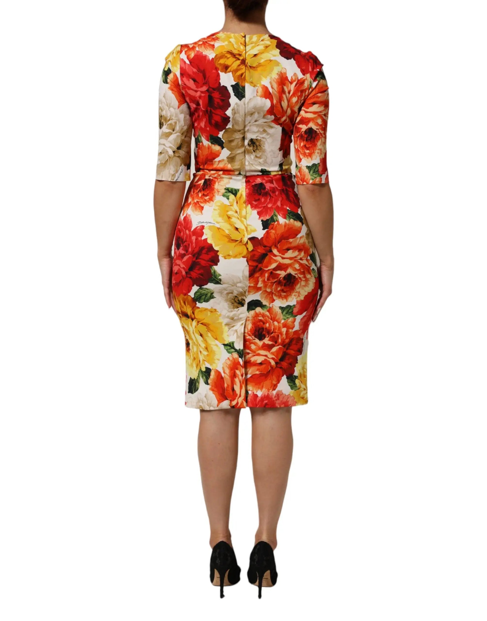 Dolce & Gabbana Multicolor Floral Print Viscose Sheath Dress by Dolce & Gabbana