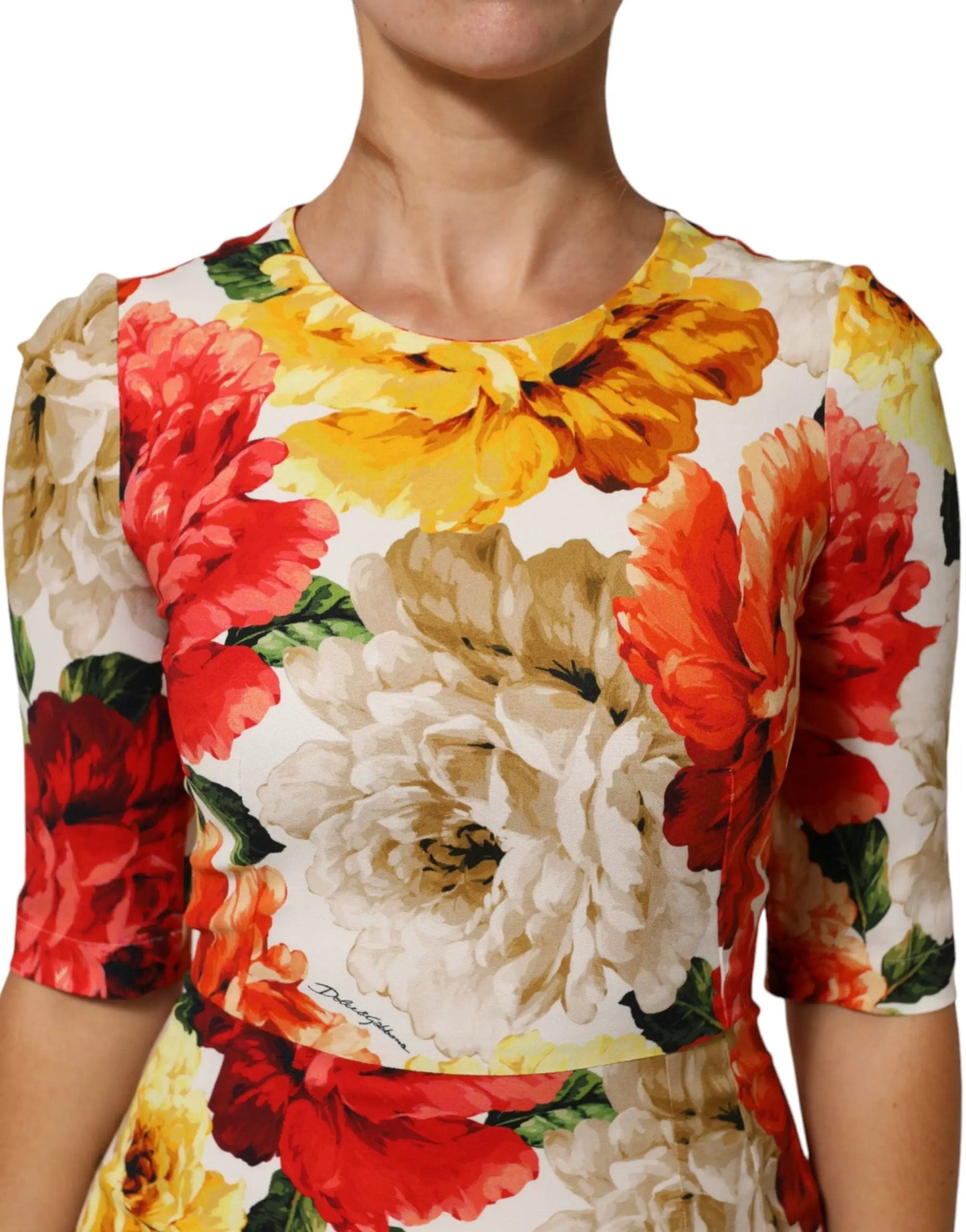 Dolce & Gabbana Multicolor Floral Print Viscose Sheath Dress by Dolce & Gabbana