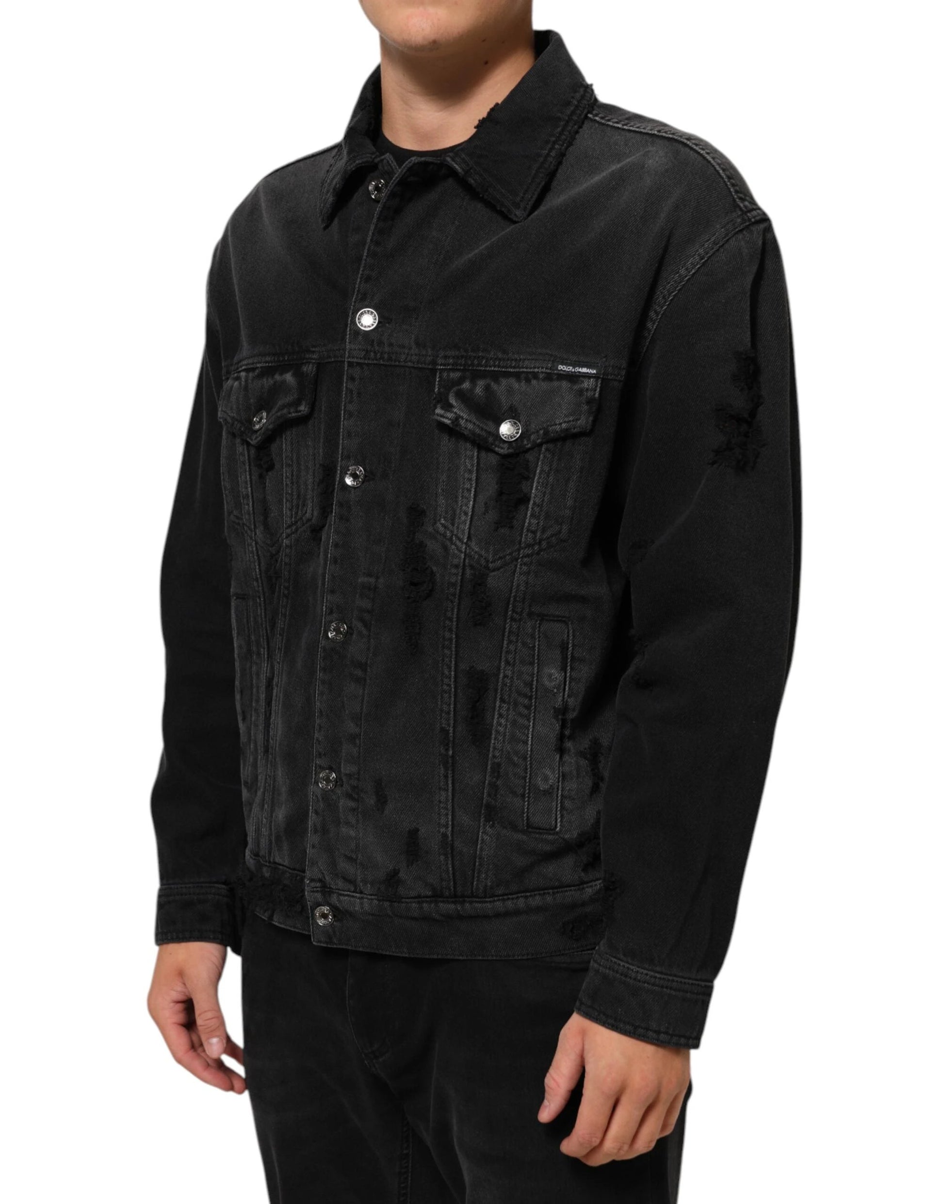 Dolce & Gabbana Black Cotton Stretch Denim Blouson Jacket by Dolce & Gabbana