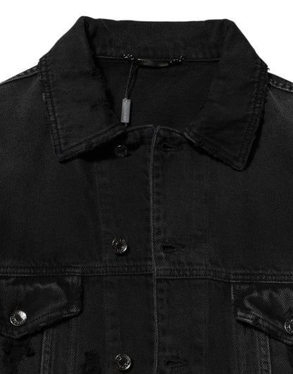 Dolce & Gabbana Black Cotton Stretch Denim Blouson Jacket by Dolce & Gabbana