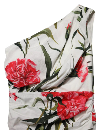 Dolce & Gabbana White Floral One Shoulder Sheath Dress by Dolce & Gabbana