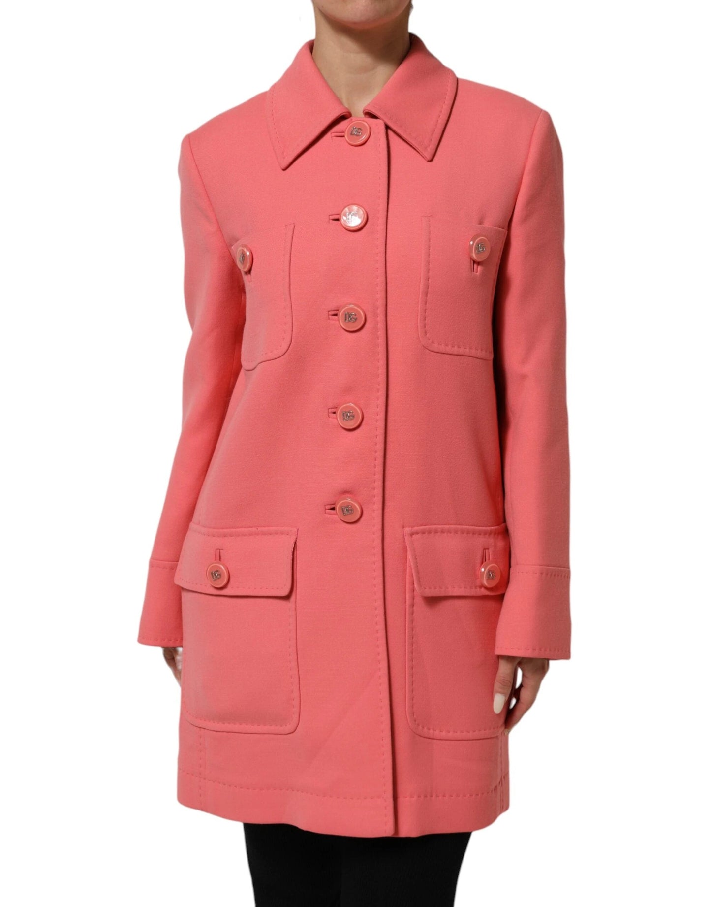 Dolce & Gabbana Pink Buttoned Down Trench Coat Jacket by Dolce & Gabbana