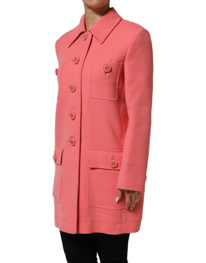 Dolce & Gabbana Pink Buttoned Down Trench Coat Jacket by Dolce & Gabbana