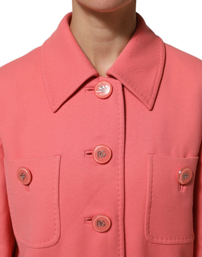Dolce & Gabbana Pink Buttoned Down Trench Coat Jacket by Dolce & Gabbana