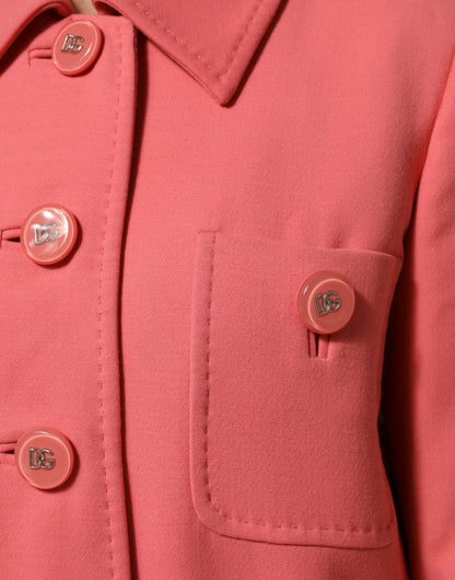 Dolce & Gabbana Pink Buttoned Down Trench Coat Jacket by Dolce & Gabbana