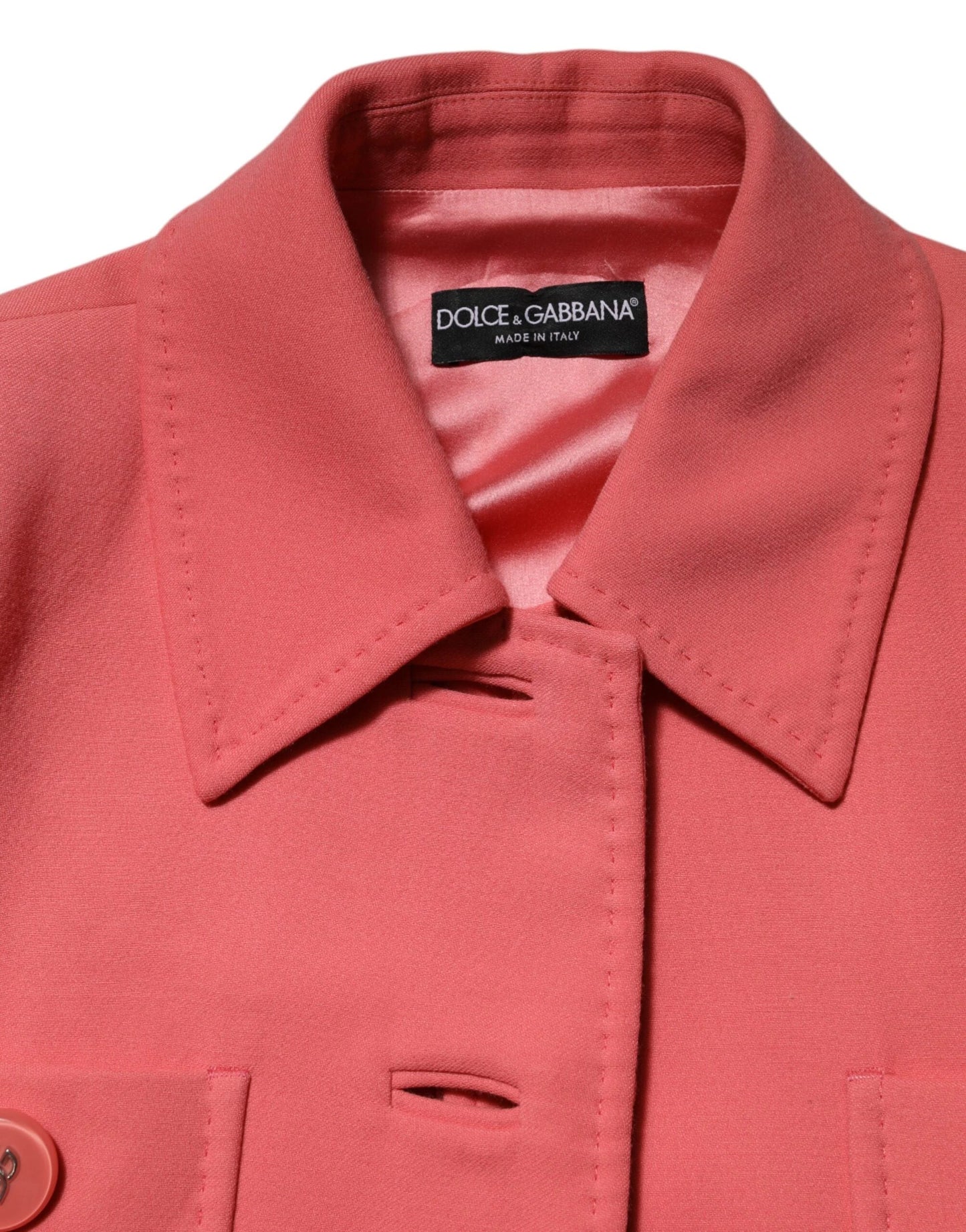 Dolce & Gabbana Pink Buttoned Down Trench Coat Jacket by Dolce & Gabbana