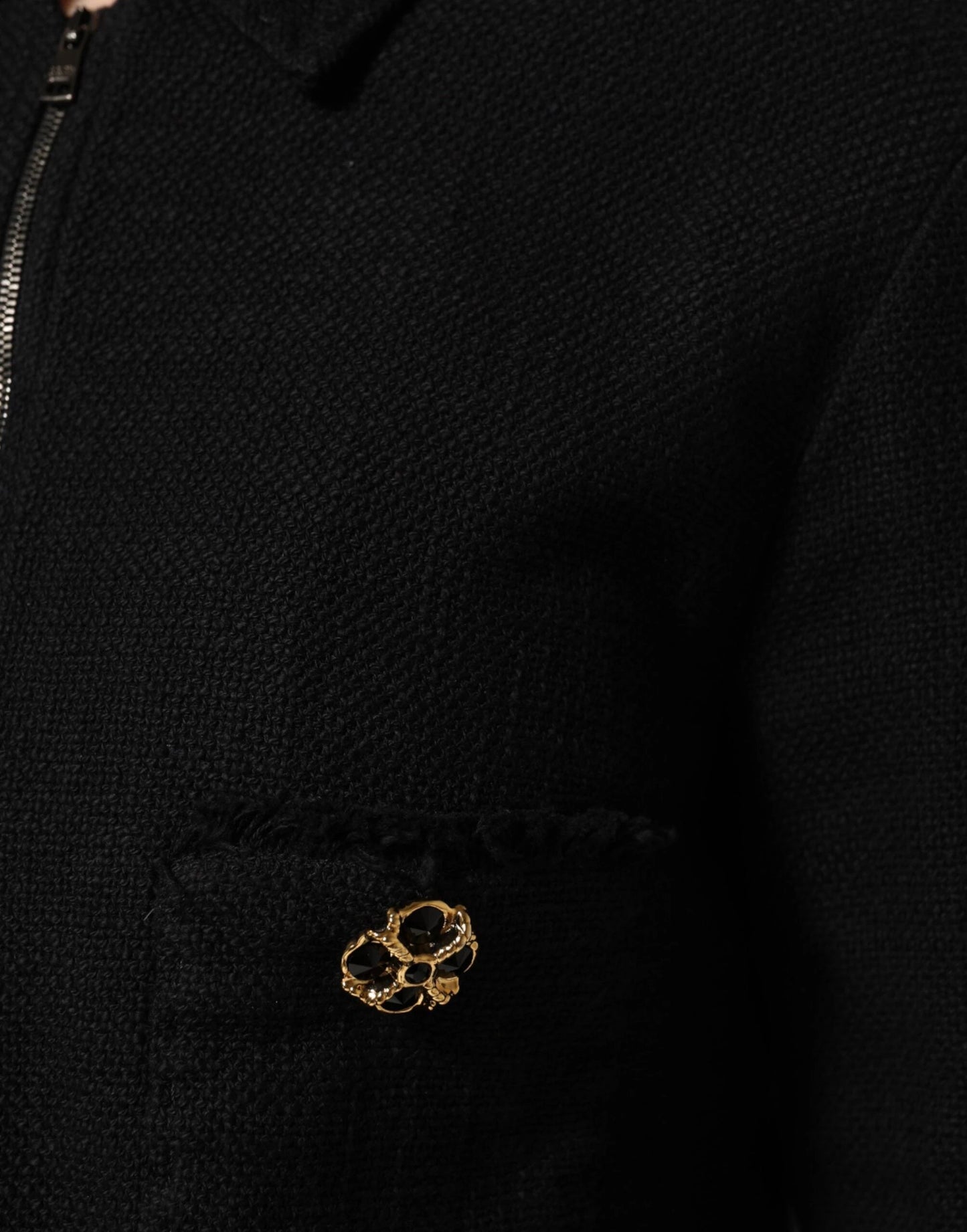 Dolce & Gabbana Black Cotton Full Zip Cropped Coat Jacket by Dolce & Gabbana