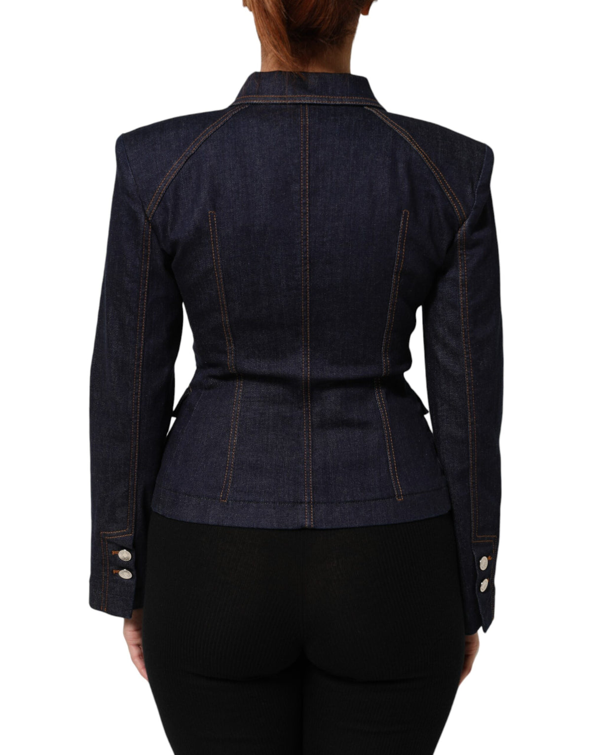 Veste en jean Dolce & Gabbana à col en coton bleu foncé – JKT41615