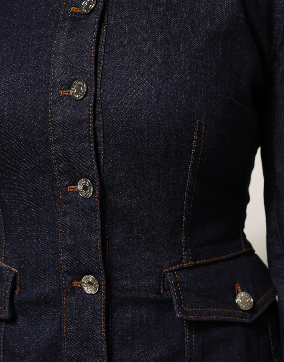 Veste en jean Dolce & Gabbana à col en coton bleu foncé – JKT41615