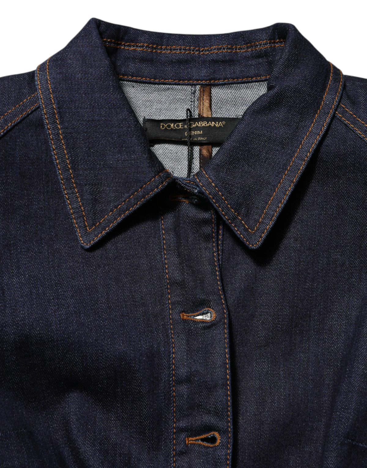 Veste en jean Dolce & Gabbana à col en coton bleu foncé – JKT41615