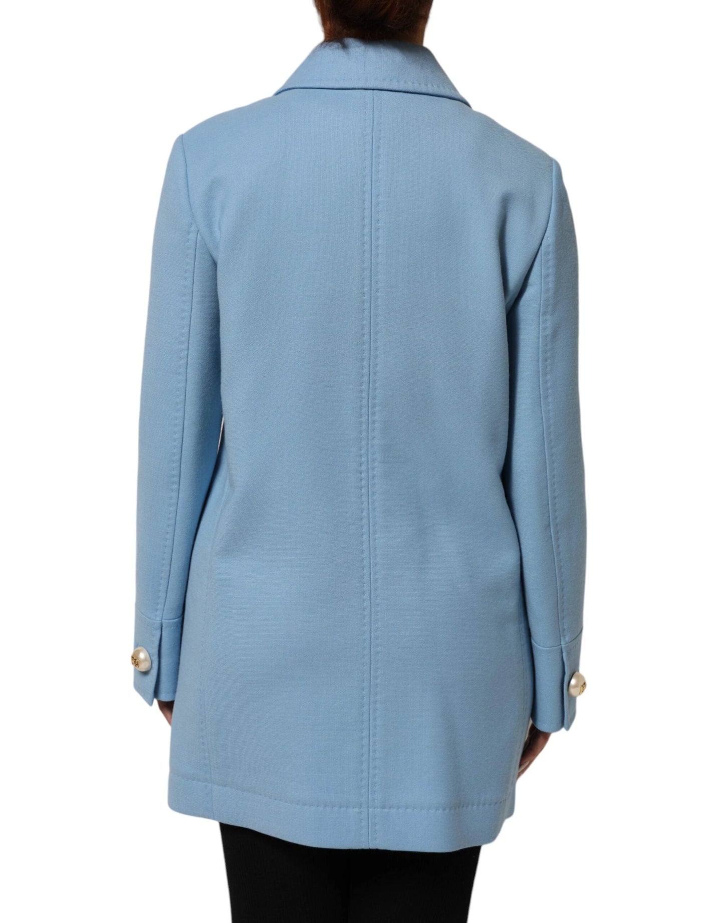 Dolce & Gabbana Blue Buttoned Down Trench Coat Jacket by Dolce & Gabbana