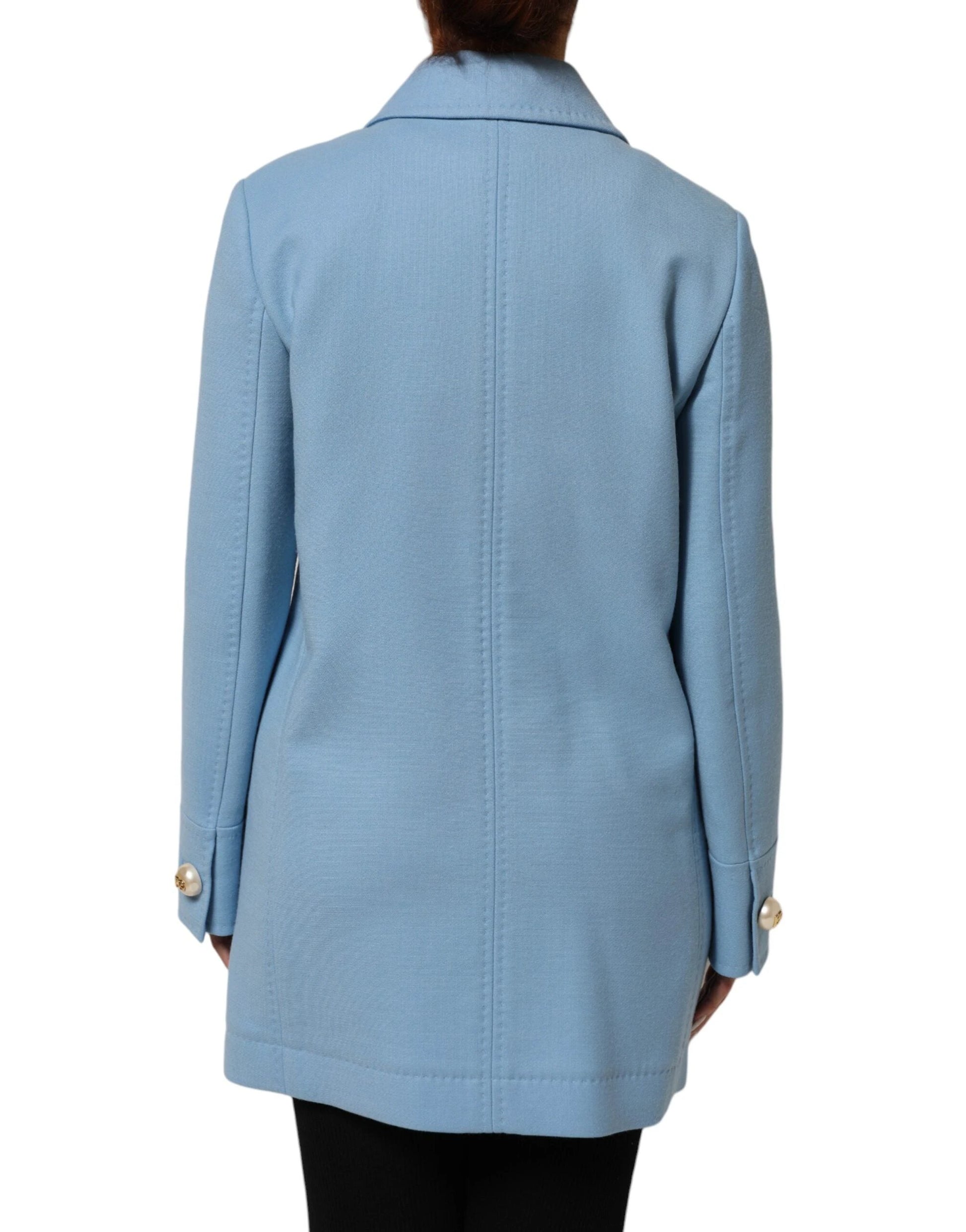 Dolce & Gabbana Blue Buttoned Down Trench Coat Jacket by Dolce & Gabbana