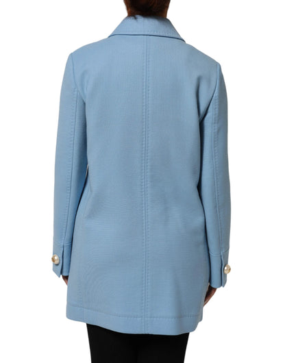 Dolce & Gabbana Blue Buttoned Down Trench Coat Jacket by Dolce & Gabbana