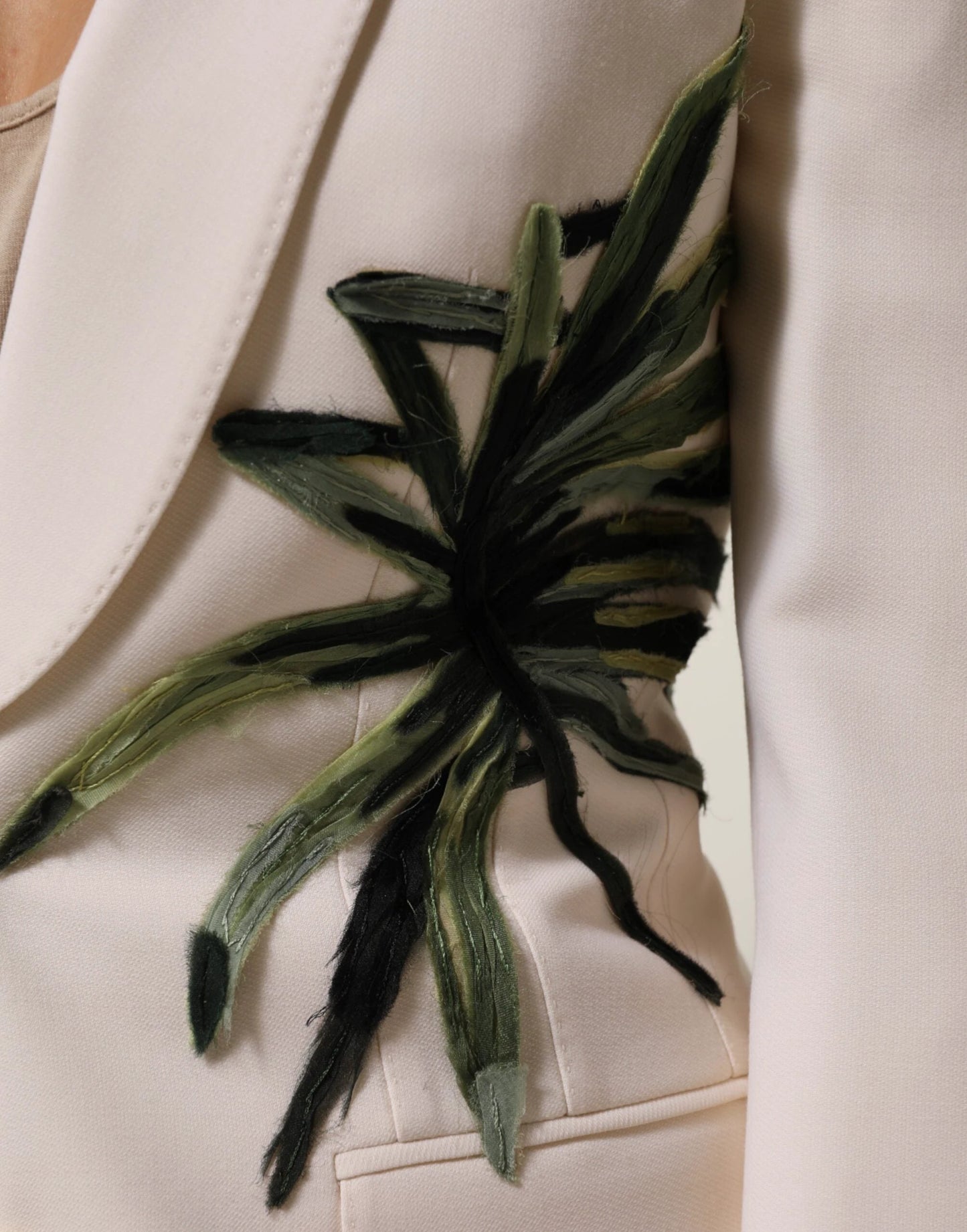 Dolce & Gabbana Beige Embroidered Single Breasted Jacket by Dolce & Gabbana