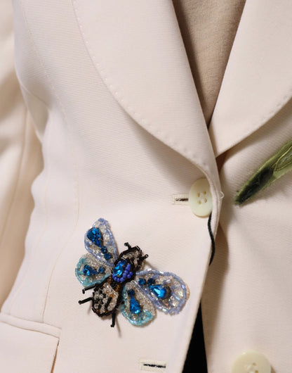 Dolce & Gabbana Beige Embroidered Single Breasted Jacket by Dolce & Gabbana