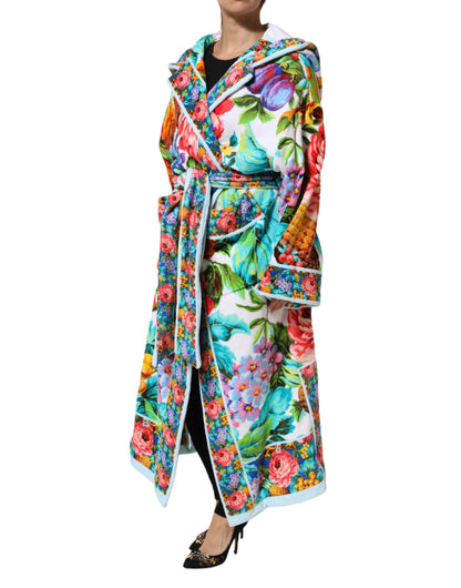 Dolce & Gabbana Multicolor Floral Print Belted Bathrobe Coat Jacket by Dolce & Gabbana